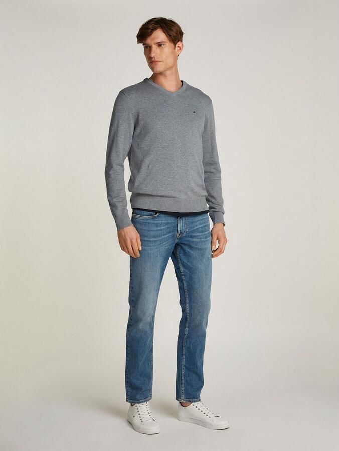 Tommy Hilfiger Gebreide trui ESSENTIAL COTTON V NECK met V-hals en borduursel - Foto 9