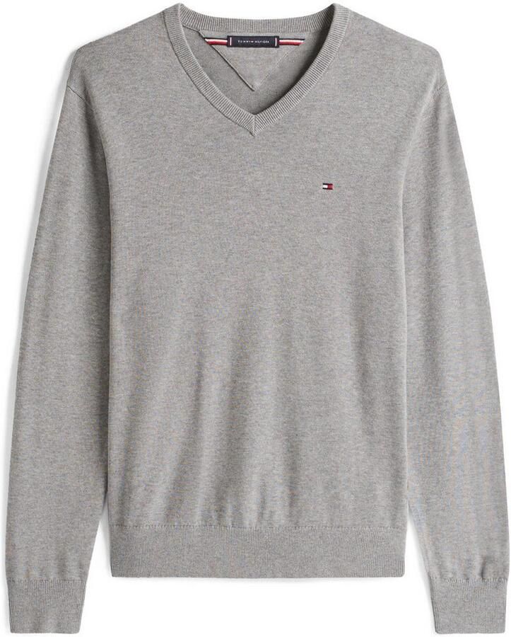 Tommy Hilfiger Gebreide trui ESSENTIAL COTTON V NECK met V-hals en borduursel