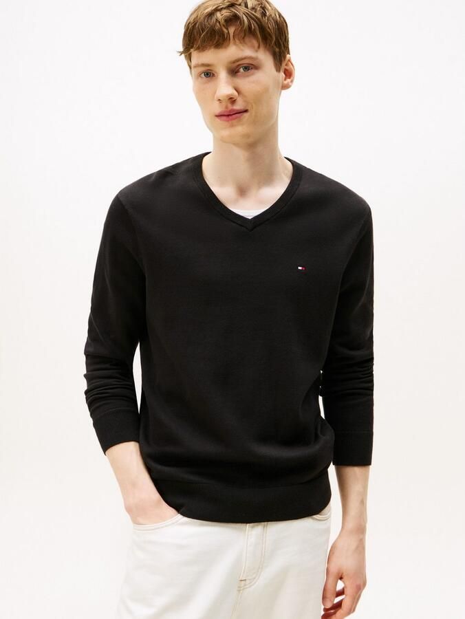 Tommy Hilfiger Gebreide trui ESSENTIAL COTTON V NECK met V-hals en borduursel - Foto 17