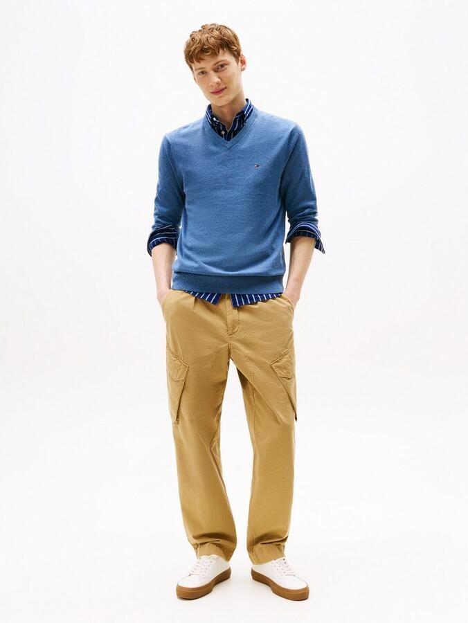 Tommy Hilfiger Gebreide trui ESSENTIAL COTTON V NECK met V-hals en borduursel - Foto 3