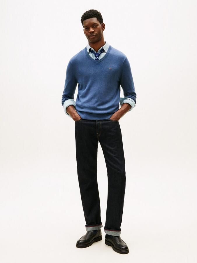 Tommy Hilfiger Gebreide trui ESSENTIAL COTTON V NECK met V-hals en borduursel - Foto 12