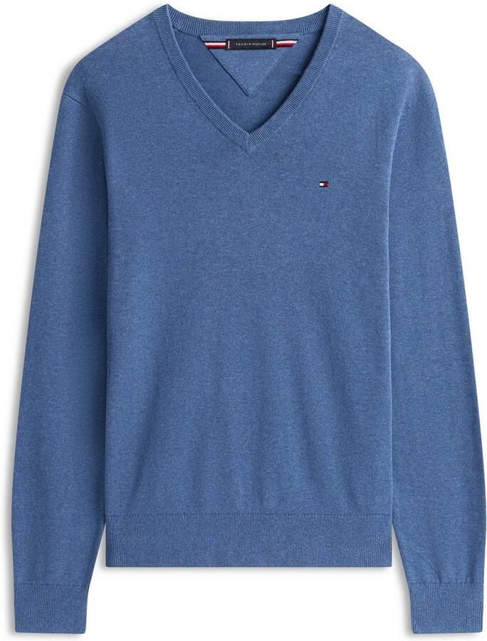 Tommy Hilfiger Gebreide trui ESSENTIAL COTTON V NECK met V-hals en borduursel - Foto 2