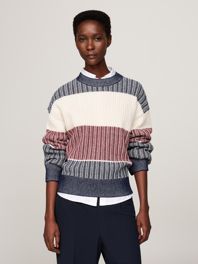 Tommy Hilfiger Gebreide trui GLOBAL STP ALL OVER SWEATER met global stripe (Global Serie TH VROUWEN) - Foto 10