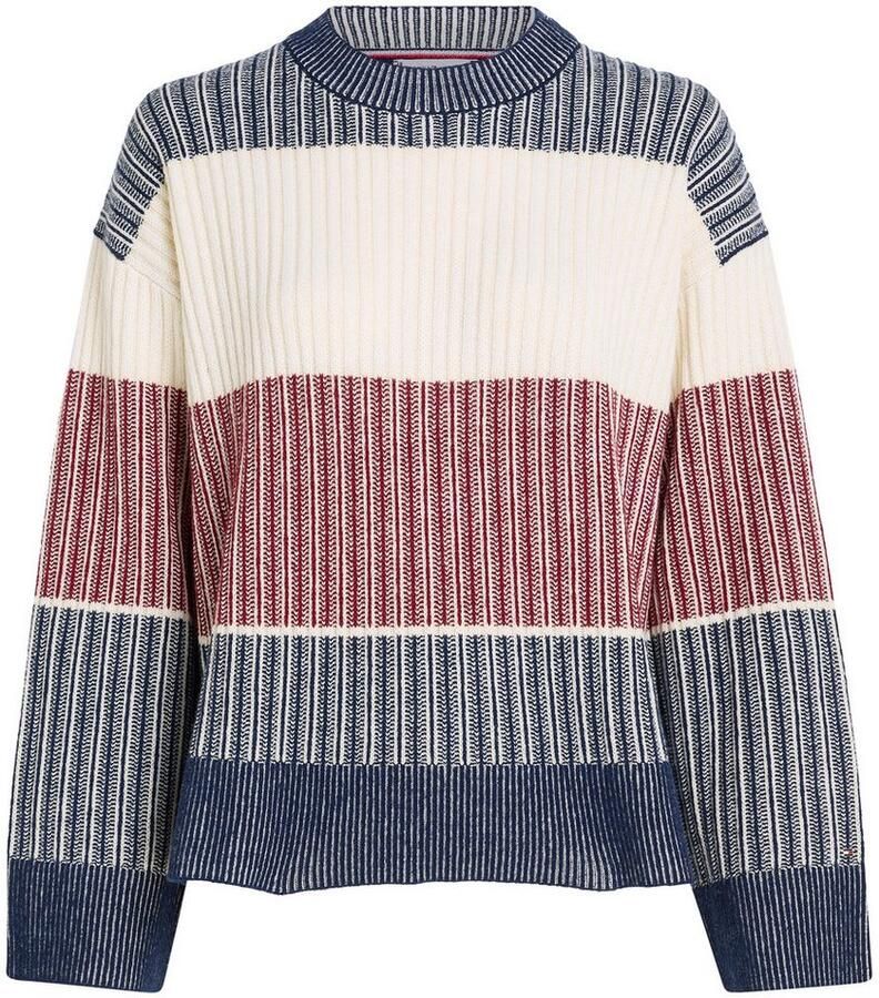 Tommy Hilfiger Gebreide trui GLOBAL STP ALL OVER SWEATER met global stripe (Global Serie TH VROUWEN)