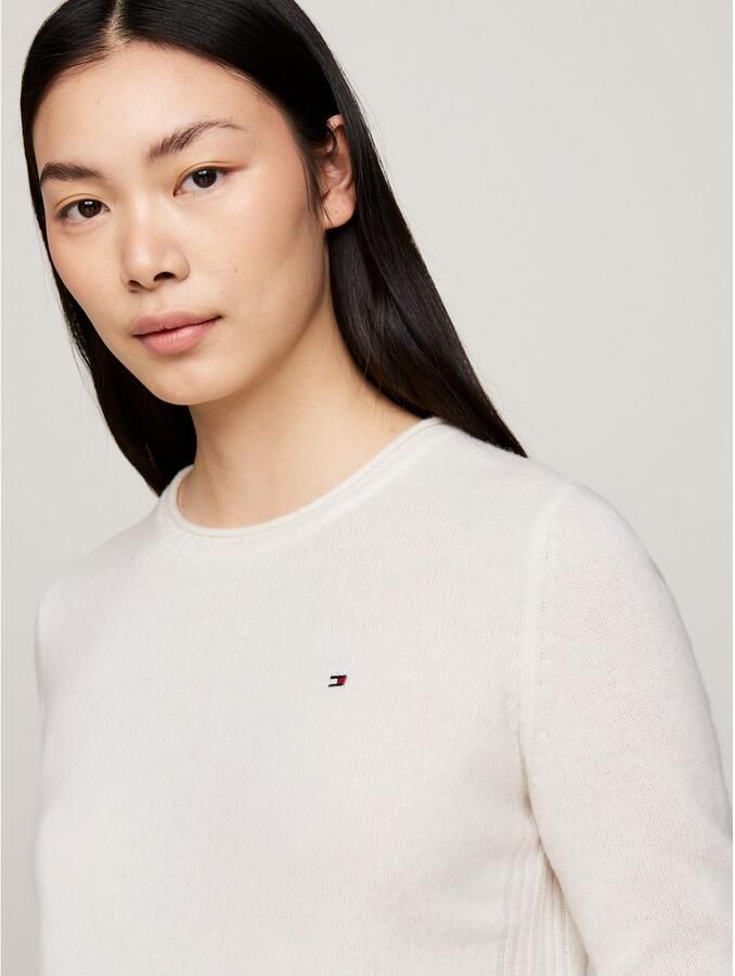Tommy Hilfiger Gebreide trui SOFT WOOL C-NK SWEATER met logoborduring van 100% wol - Foto 2