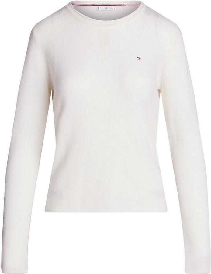 Tommy Hilfiger Gebreide trui SOFT WOOL C-NK SWEATER met logoborduring van 100% wol