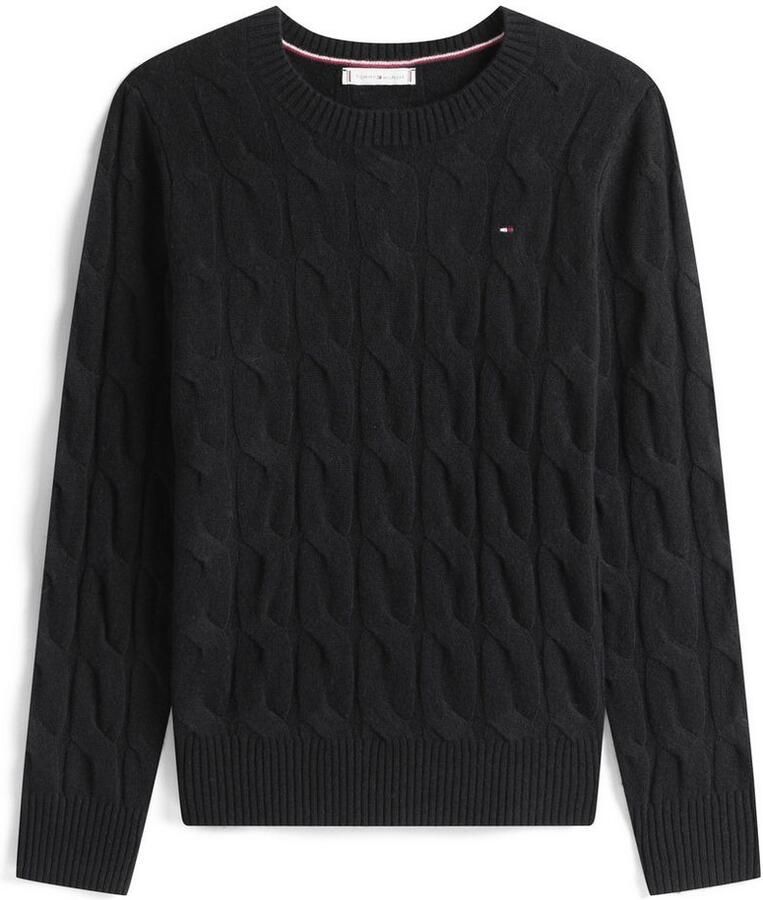 Tommy Hilfiger Gebreide trui SOFT WOOL CABLE C-NK met kabelpatroon van zuivere wol
