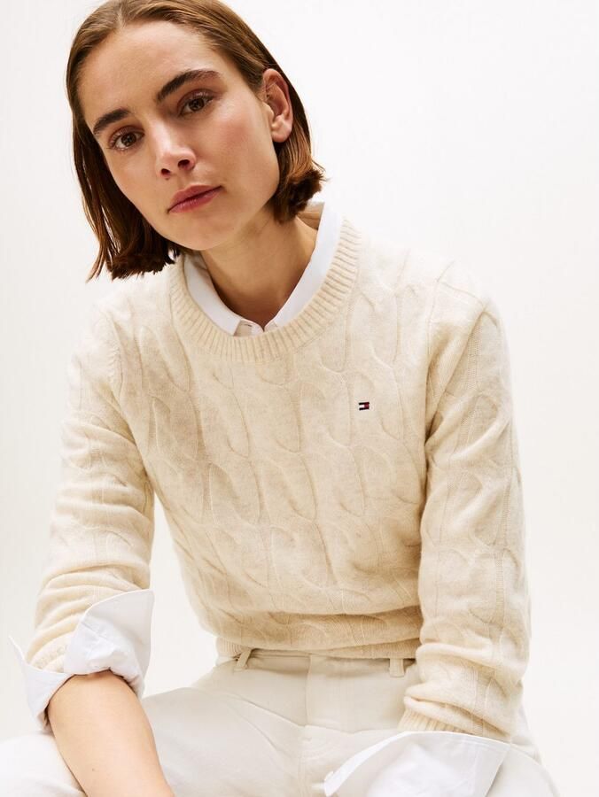 Tommy Hilfiger Gebreide trui SOFT WOOL CABLE C-NK met kabelpatroon van zuivere wol - Foto 2