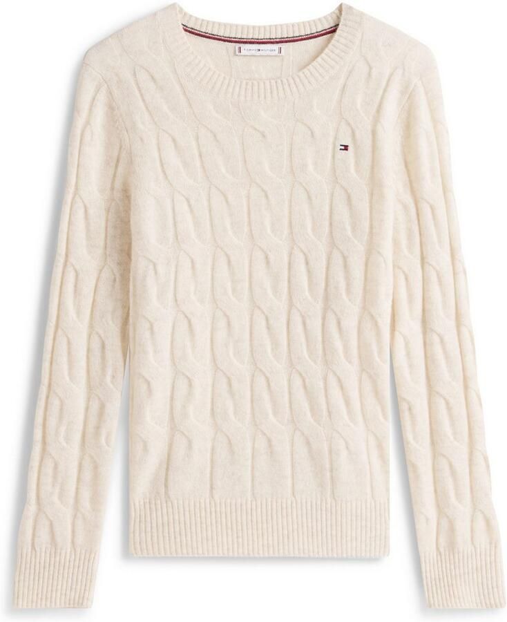 Tommy Hilfiger Gebreide trui SOFT WOOL CABLE C-NK met kabelpatroon van zuivere wol