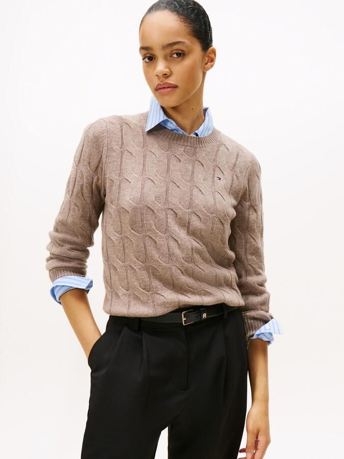 Tommy Hilfiger Gebreide trui SOFT WOOL CABLE C-NK met kabelpatroon van zuivere wol - Foto 5