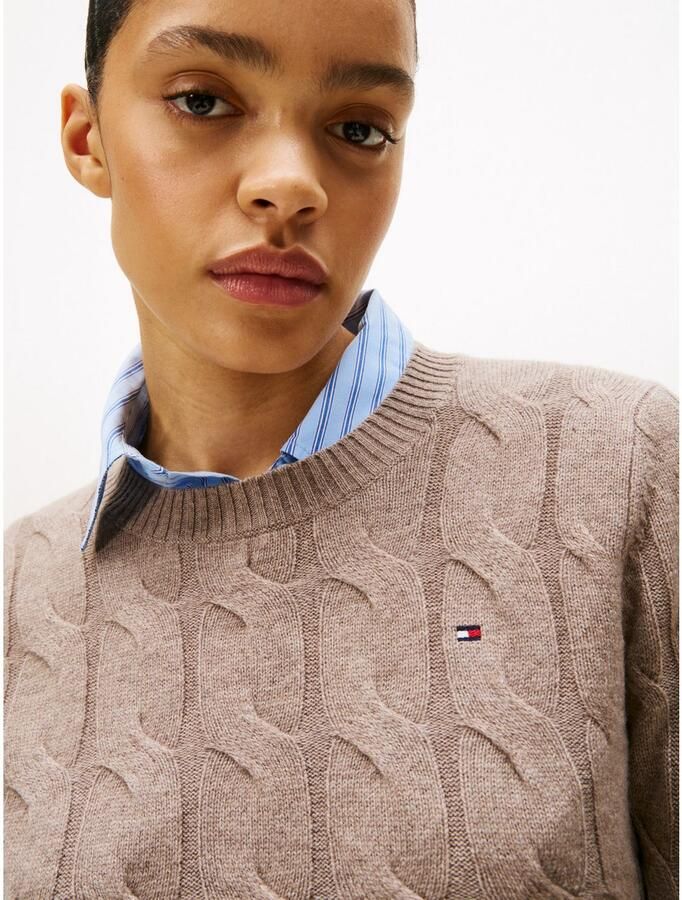 Tommy Hilfiger Gebreide trui SOFT WOOL CABLE C-NK met kabelpatroon van zuivere wol - Foto 2