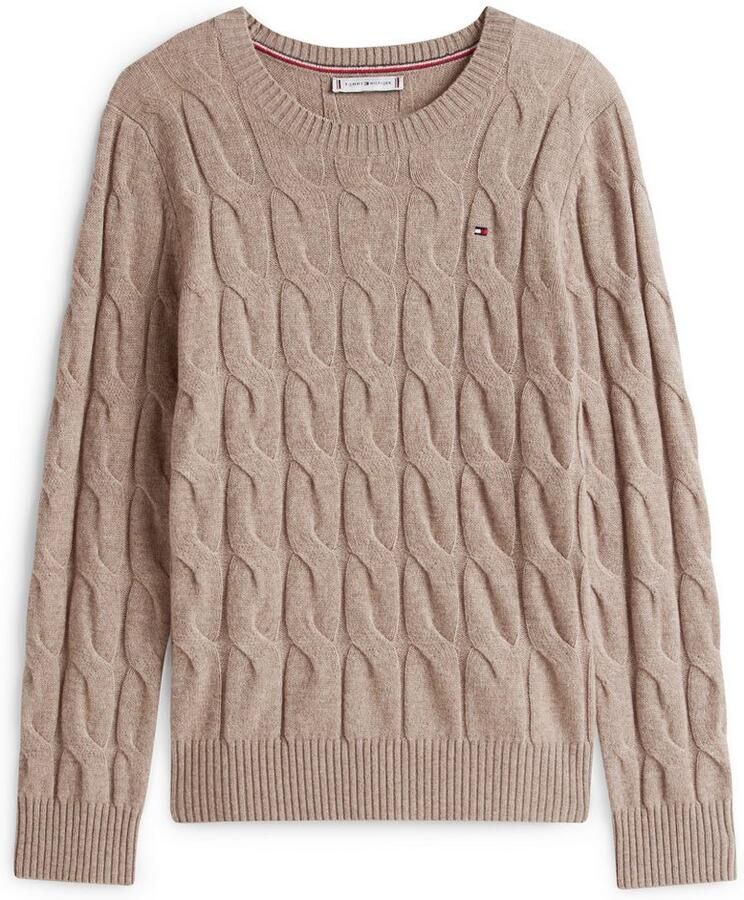 Tommy Hilfiger Gebreide trui SOFT WOOL CABLE C-NK met kabelpatroon van zuivere wol