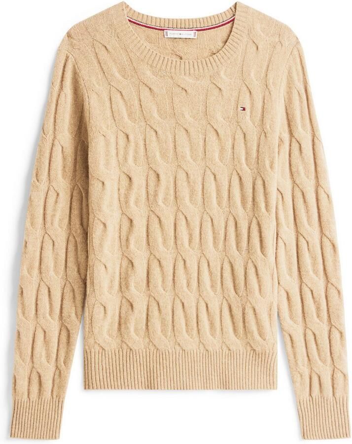 Tommy Hilfiger Gebreide trui SOFT WOOL CABLE C-NK met kabelpatroon van zuivere wol