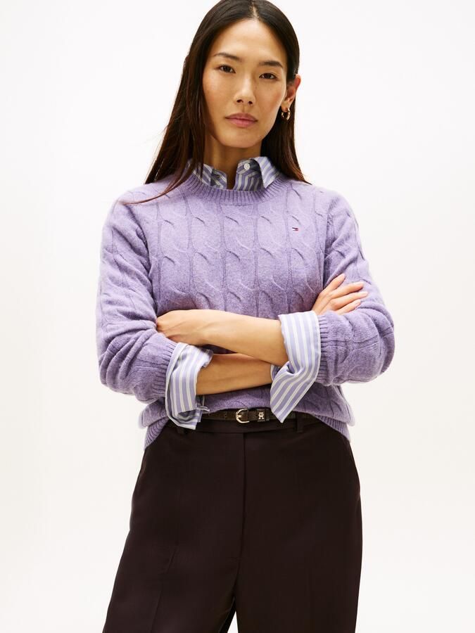 Tommy Hilfiger Gebreide trui SOFT WOOL CABLE C-NK met kabelpatroon van zuivere wol - Foto 5