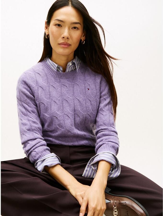 Tommy Hilfiger Gebreide trui SOFT WOOL CABLE C-NK met kabelpatroon van zuivere wol - Foto 2