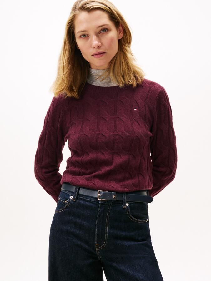 Tommy Hilfiger Gebreide trui SOFT WOOL CABLE C-NK met kabelpatroon van zuivere wol - Foto 5