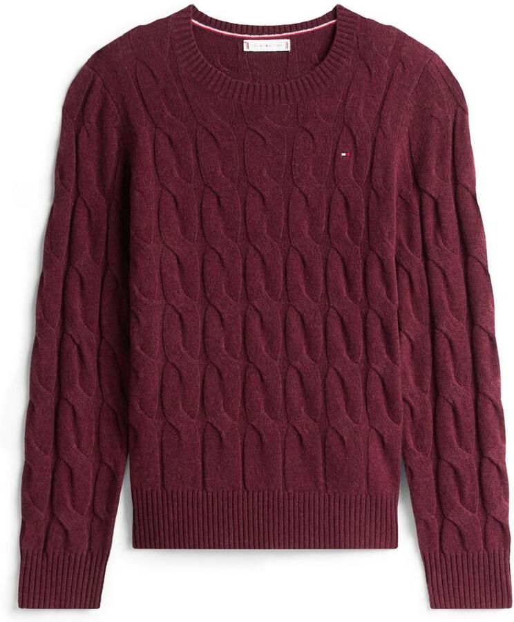 Tommy Hilfiger Gebreide trui SOFT WOOL CABLE C-NK met kabelpatroon van zuivere wol