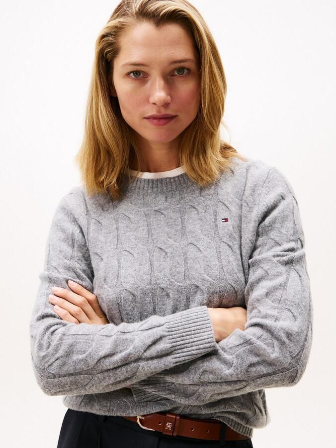Tommy Hilfiger Gebreide trui SOFT WOOL CABLE C-NK met kabelpatroon van zuivere wol - Foto 2