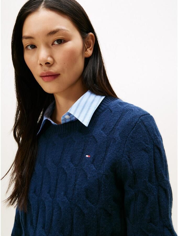 Tommy Hilfiger Gebreide trui SOFT WOOL CABLE C-NK met kabelpatroon van zuivere wol - Foto 2