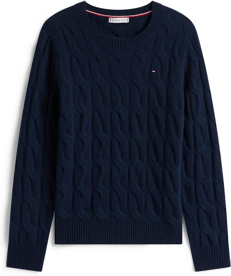 Tommy Hilfiger Gebreide trui SOFT WOOL CABLE C-NK met kabelpatroon van zuivere wol