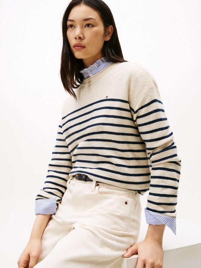 Tommy Hilfiger Regular fit gebreide pullover van pure wol