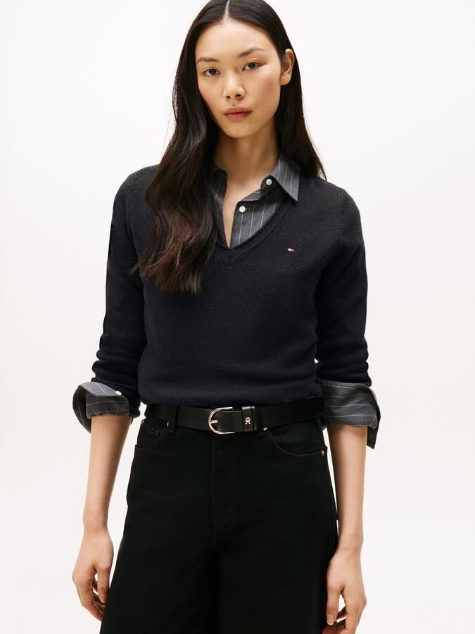 Tommy Hilfiger Pullover met afgeronde V-hals model 'SOFT WOOL' - Foto 6