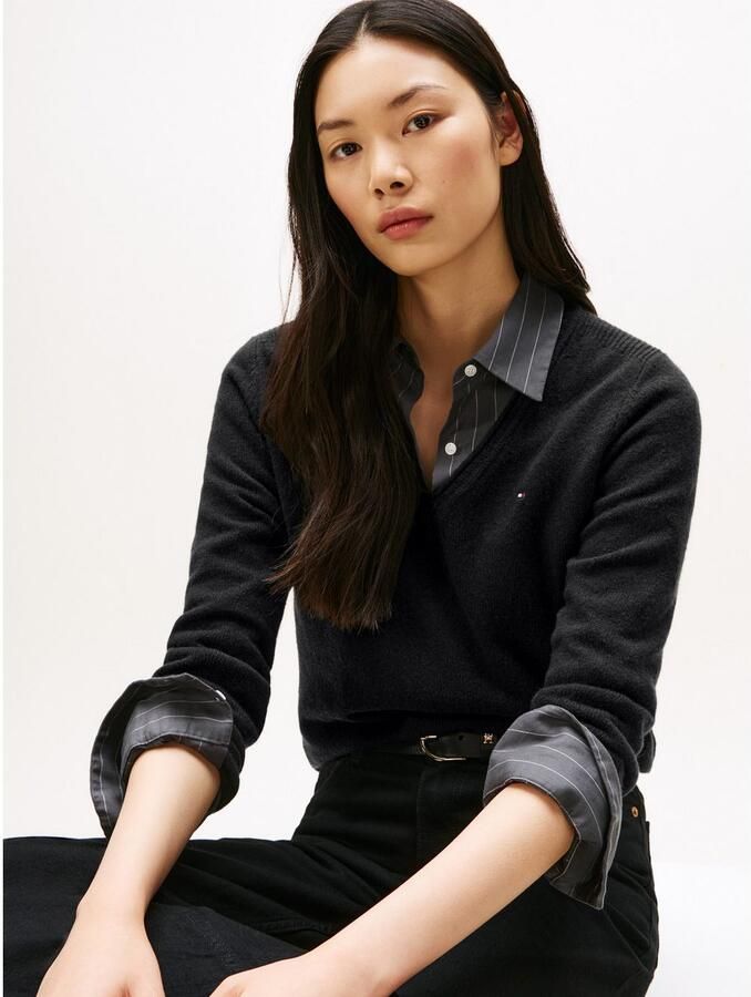 Tommy Hilfiger Pullover met afgeronde V-hals model 'SOFT WOOL' - Foto 3