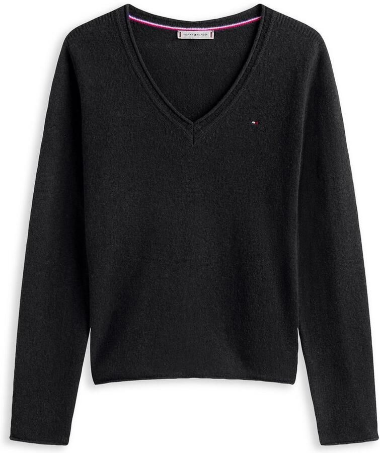 Tommy Hilfiger Pullover met afgeronde V-hals model 'SOFT WOOL'