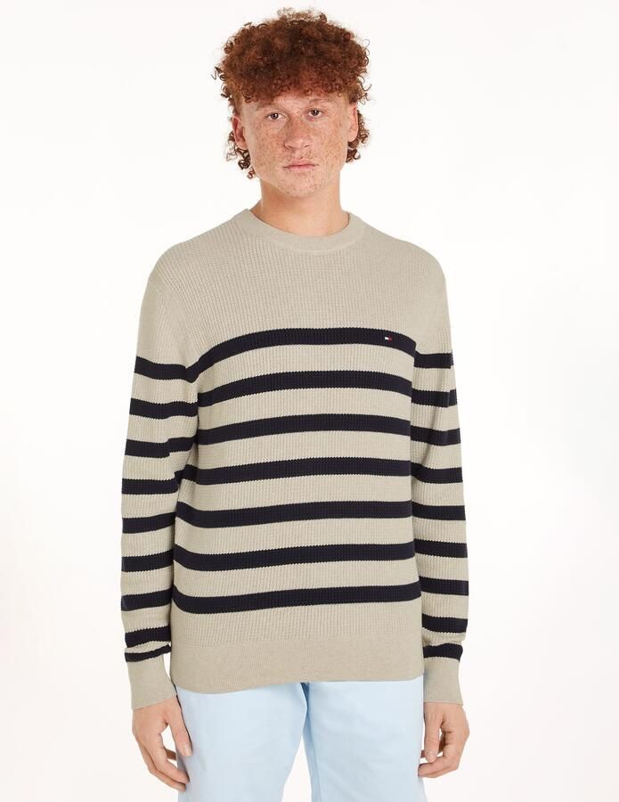 Tommy Hilfiger Gebreide trui STRUCTURE CREW NK met contrastkleurige strepen - Foto 11