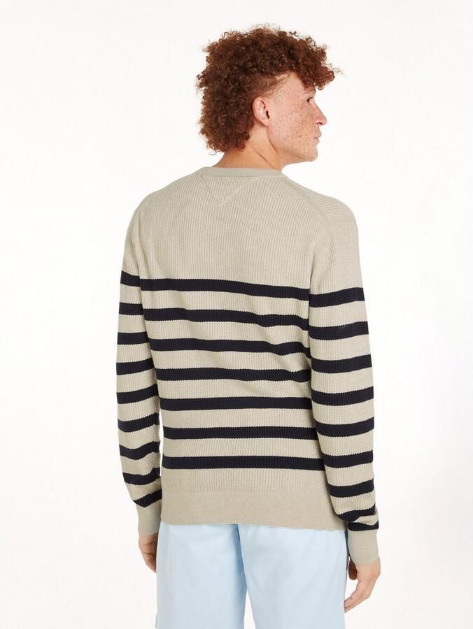 Tommy Hilfiger Gebreide trui STRUCTURE CREW NK met contrastkleurige strepen - Foto 7