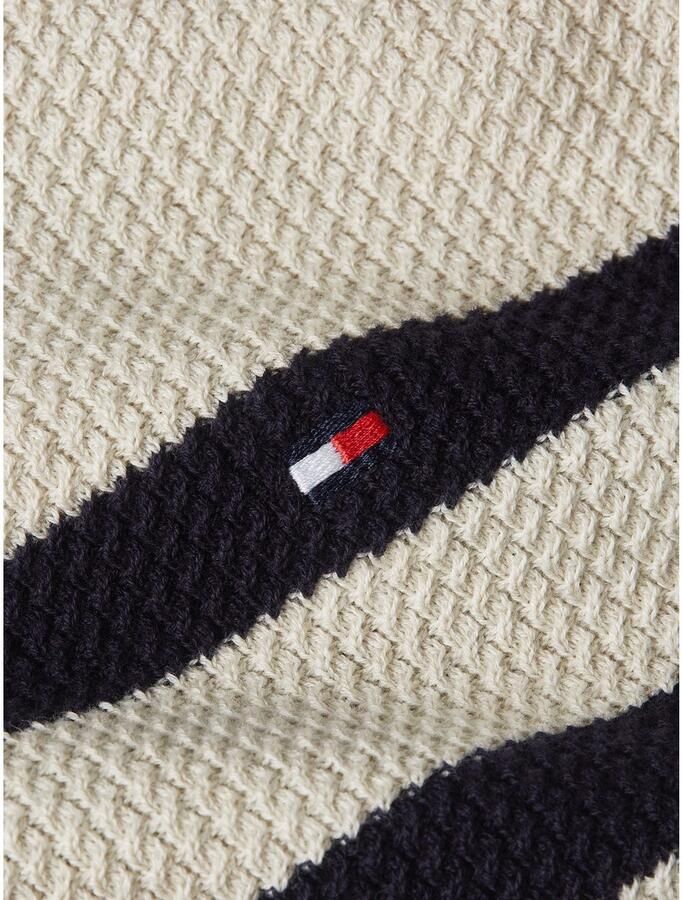Tommy Hilfiger Gebreide trui STRUCTURE CREW NK met contrastkleurige strepen - Foto 6
