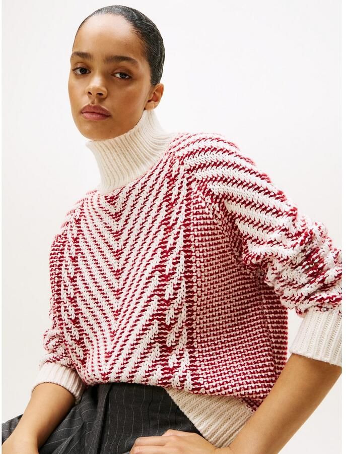 Tommy Hilfiger Gebreide trui TEXTURED CABLE MOCK-NK LS SWT - Foto 2