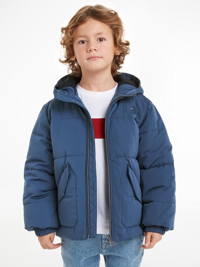 Tommy Hilfiger Gewatteerde jas MONOTYPE PADDED PUFFER JACKET Baby tot 2 jaar met capuchon elastiek aan de mouw - Foto 6