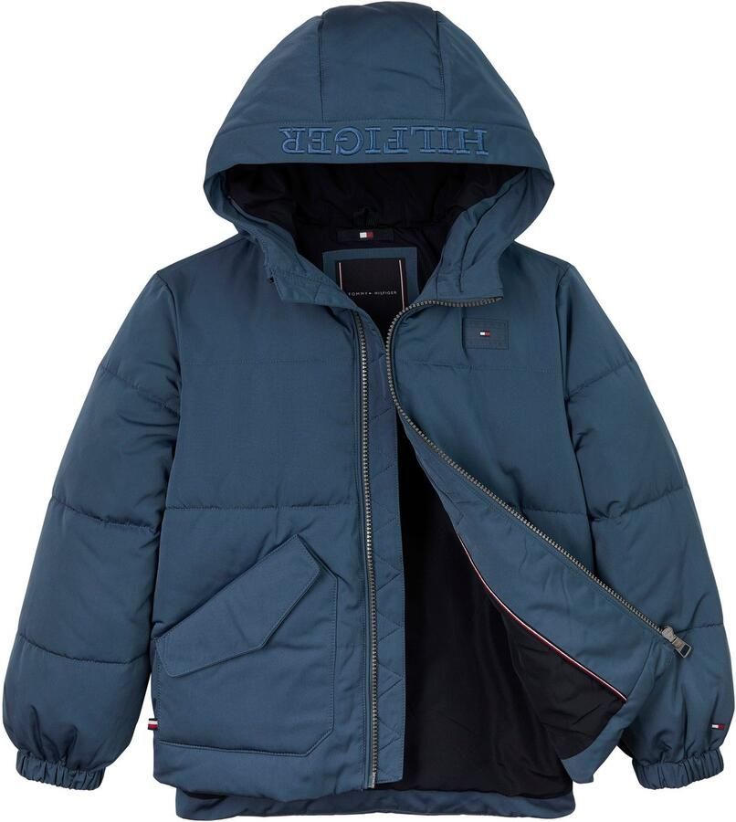 Tommy Hilfiger Gewatteerde jas MONOTYPE PADDED PUFFER JACKET Baby tot 2 jaar met capuchon elastiek aan de mouw