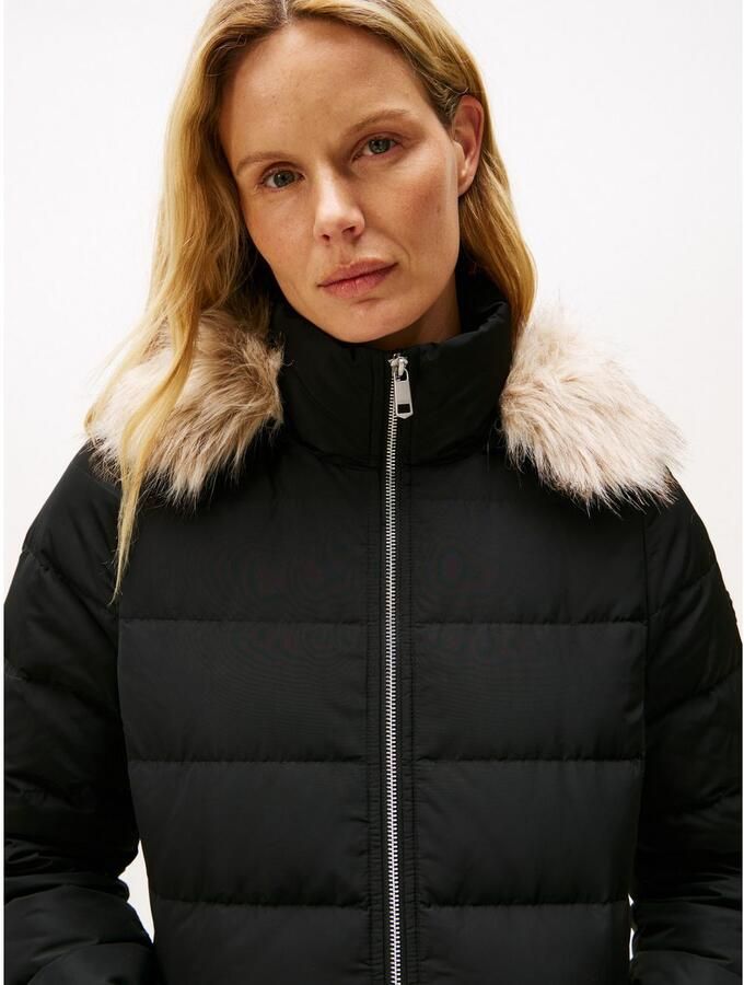 Tommy Hilfiger Slim fit lange donsjas met afneembaar imitatiebont - Foto 2