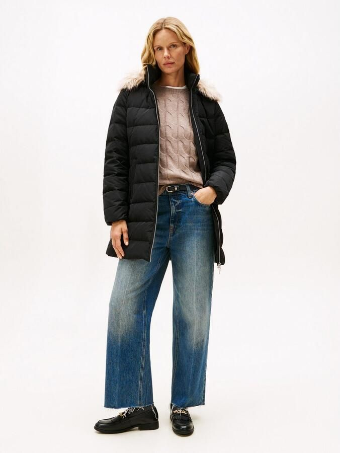 Tommy Hilfiger Slim fit lange donsjas met afneembaar imitatiebont - Foto 3