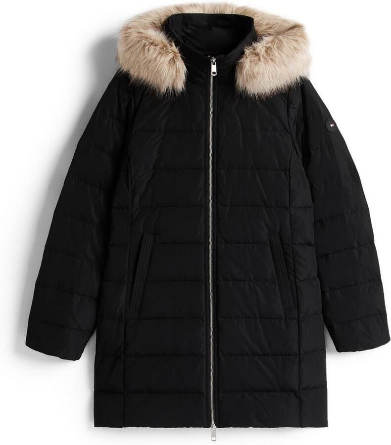 Tommy Hilfiger Slim fit lange donsjas met afneembaar imitatiebont