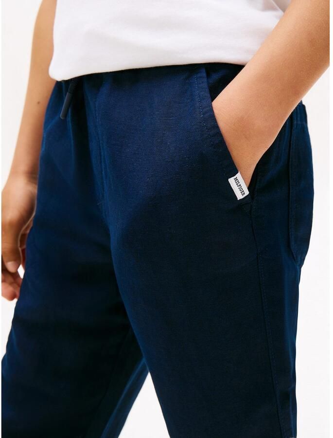 Tommy Hilfiger Geweven broek LINEN VISCOSE PANT met koord logo borduursel