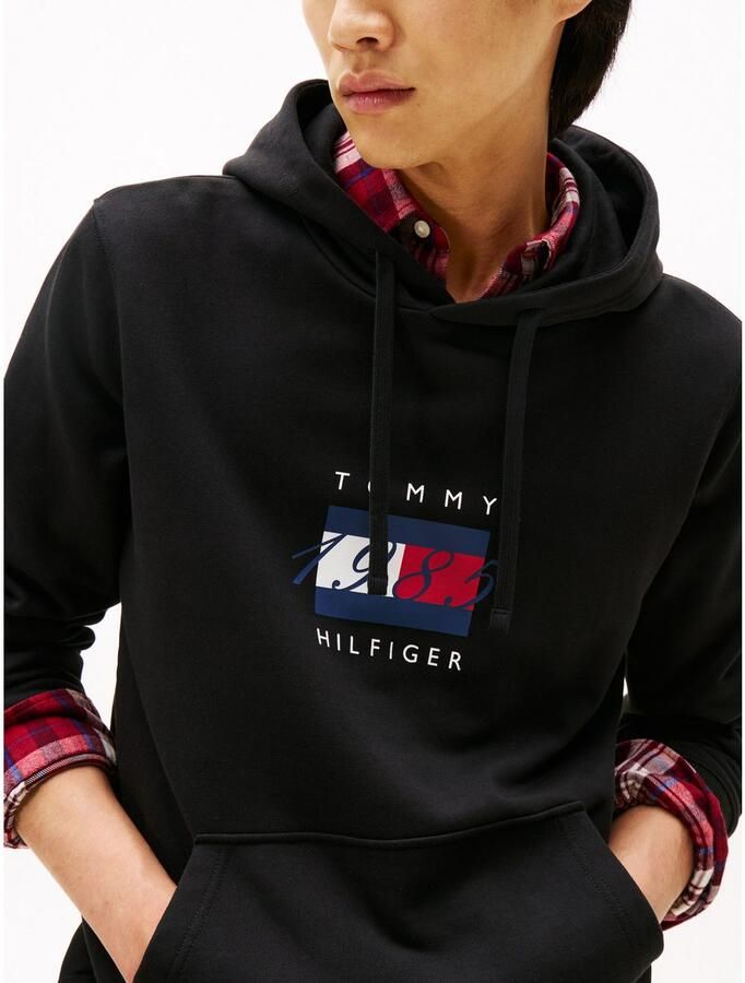 Tommy Hilfiger Hoodie LINEAR FLAG GRAPHIC Regular Fit hoodie capuchon met tunnelkoord