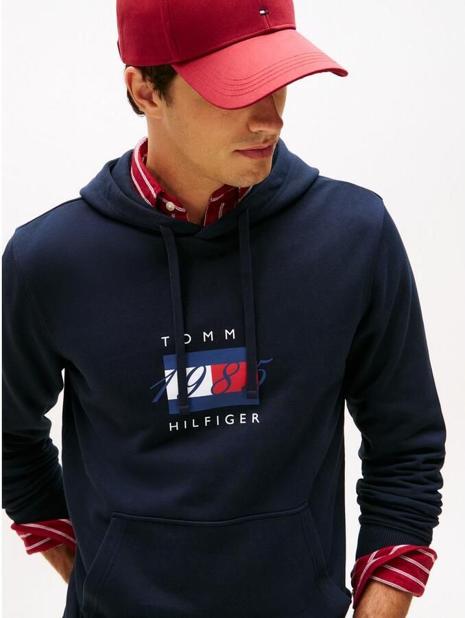 Tommy Hilfiger Hoodie LINEAR FLAG GRAPHIC Regular Fit hoodie capuchon met tunnelkoord