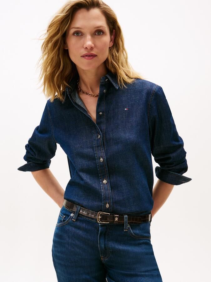 Tommy Hilfiger Regular fit denim overhemdblouse van een mix van katoen en lyocell model 'MILO' - Foto 5