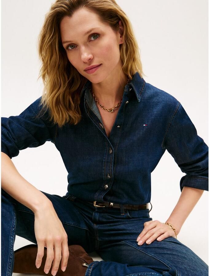 Tommy Hilfiger Regular fit denim overhemdblouse van een mix van katoen en lyocell model 'MILO' - Foto 2