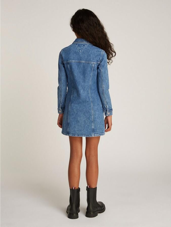 Tommy Hilfiger Jeans jurk DENIM DRESS LS met borstzakken in blauwe wassing - Foto 2