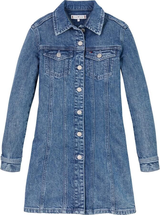 Tommy Hilfiger Jeans jurk DENIM DRESS LS met borstzakken in blauwe wassing - Foto 3