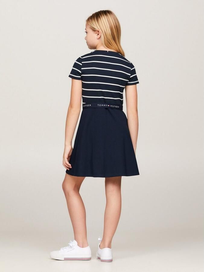 Tommy Hilfiger Jerseyjurk ESSENTIAL SKATER DRESS met merklabel op de tailleband - Foto 5