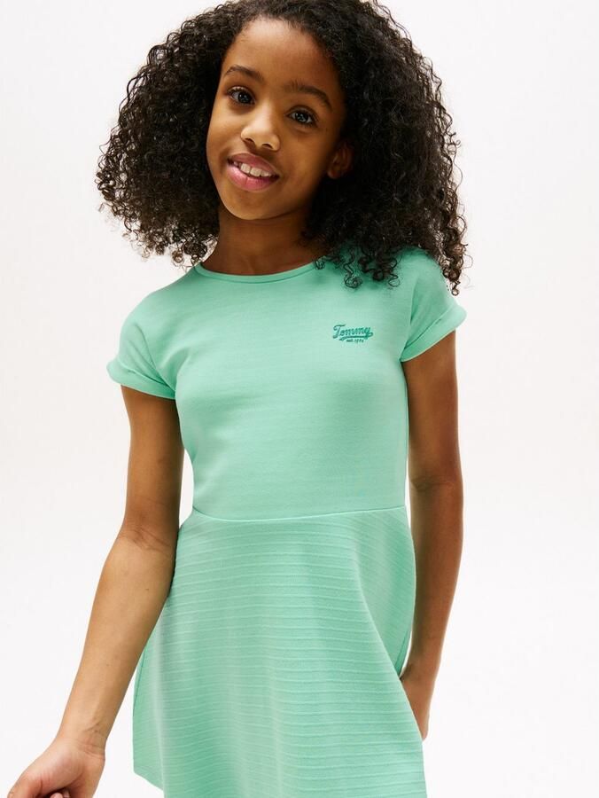 Tommy Hilfiger Jerseyjurk SPACER INTERLOCK DRESS voor kinderen tot 16 jaar met logo-opdruk - Foto 3