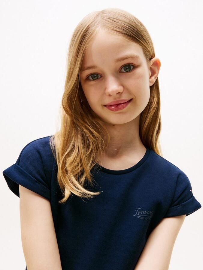 Tommy Hilfiger Jerseyjurk SPACER INTERLOCK DRESS voor kinderen tot 16 jaar met logo-opdruk - Foto 3