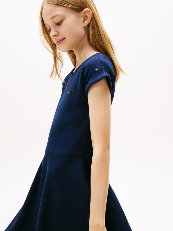 Tommy Hilfiger Jerseyjurk SPACER INTERLOCK DRESS voor kinderen tot 16 jaar met logo-opdruk - Foto 4