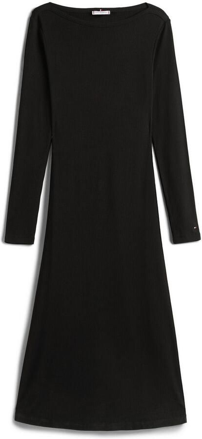 Tommy Hilfiger Jurk in a-lijn 5X2 rib flare midi jurk LS in geribbelde structuur en met uitlopende vorm - Foto 4