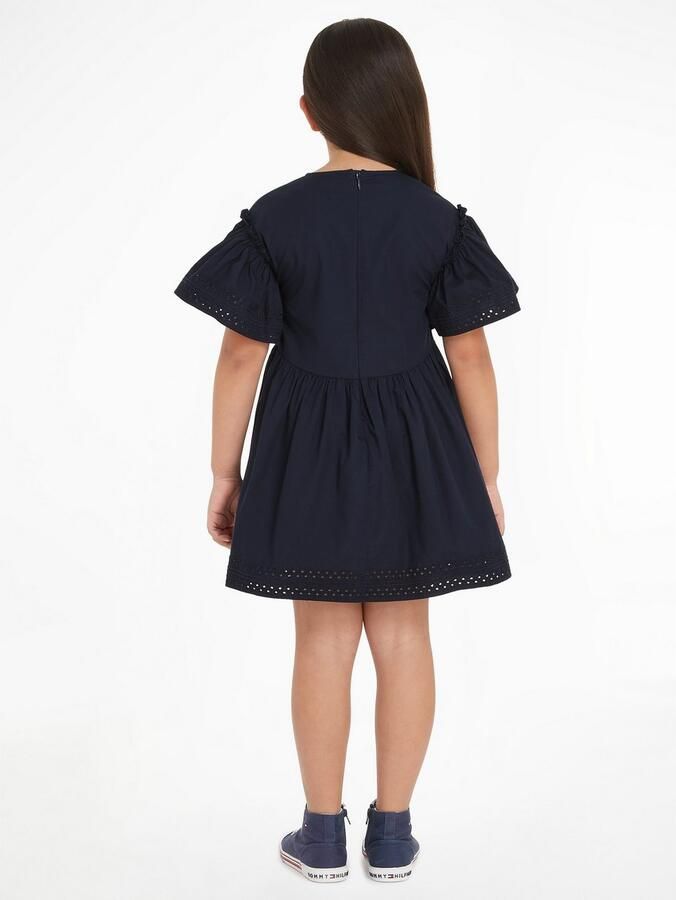 Tommy Hilfiger Jurk in a-lijn BRODERIE ANGLAISE DRESS SS Kinderen tot 16 jaar met logostiksel - Foto 4